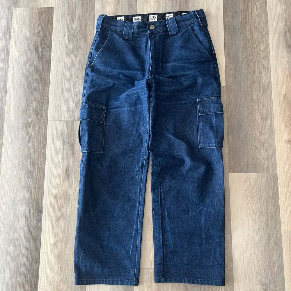 County FB Cargo Pants Size 34x32 Dark Blue Denim Jeans